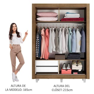 Foto 4 | Ropero Closet Madesa Dallas 2 Puertas 1 Espejo Y Pies Mb 01
