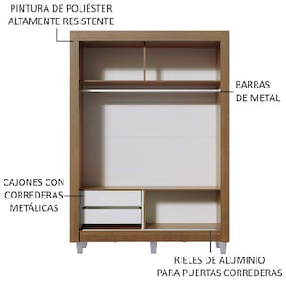 Foto 5 | Ropero Closet Madesa Dallas 2 Puertas 1 Espejo Y Pies Mb 01
