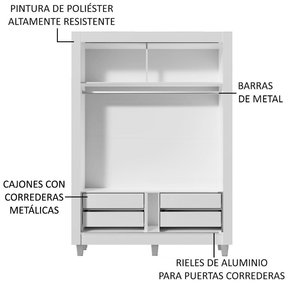 Foto 7 pulgar | Ropero Closet Madesa Dallas Plus 1 Espejo Con Pies Bm 02