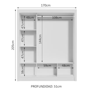 Foto 4 | Ropero Closet Madesa Mônaco 3 Puertas Bg