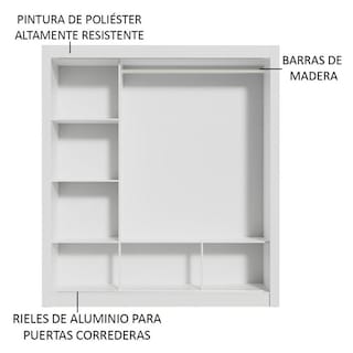 Foto 6 | Ropero Closet Madesa Mônaco 3 Puertas Bg