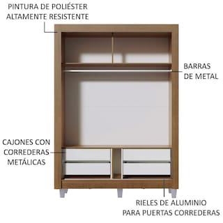 Foto 5 | Ropero Closet Madesa Dallas Plus 2 Espejos Con Pies Mm 01