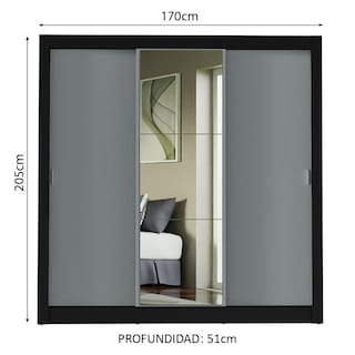 Foto 3 | Ropero Closet Madesa Mônaco 3 Puertas 1 Espejo Ng