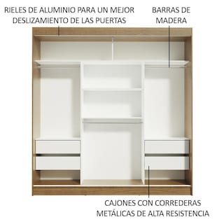 Foto 5 | Ropero Closet Madesa 3 Puertas 1 Espejo Mn 03