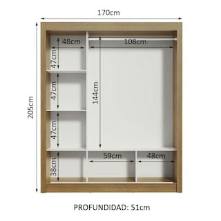 Foto 4 | Ropero Closet Madesa Mônaco 3 Puertas Mg