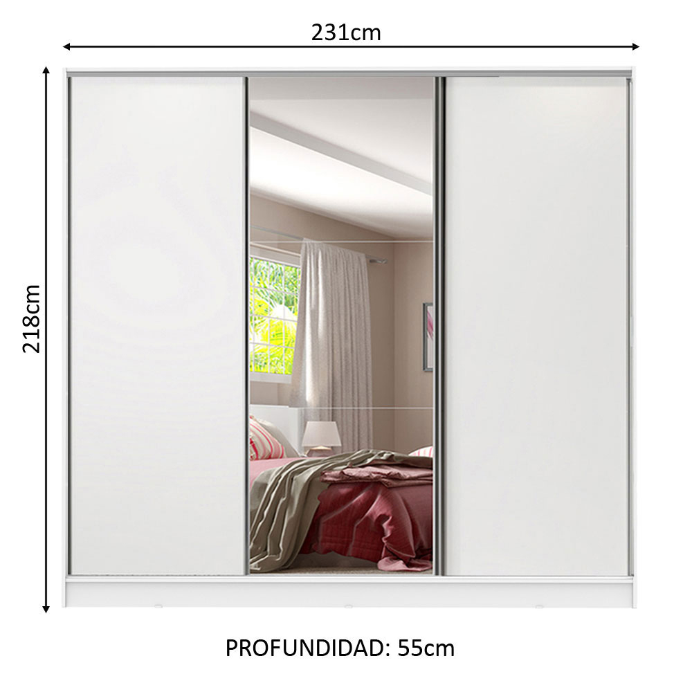 Foto 4 pulgar | Ropero Closet Madesa Royale 3 Puertas 1 Espejo
