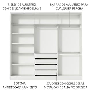 Foto 5 | Ropero Closet Madesa Royale 3 Puertas 1 Espejo