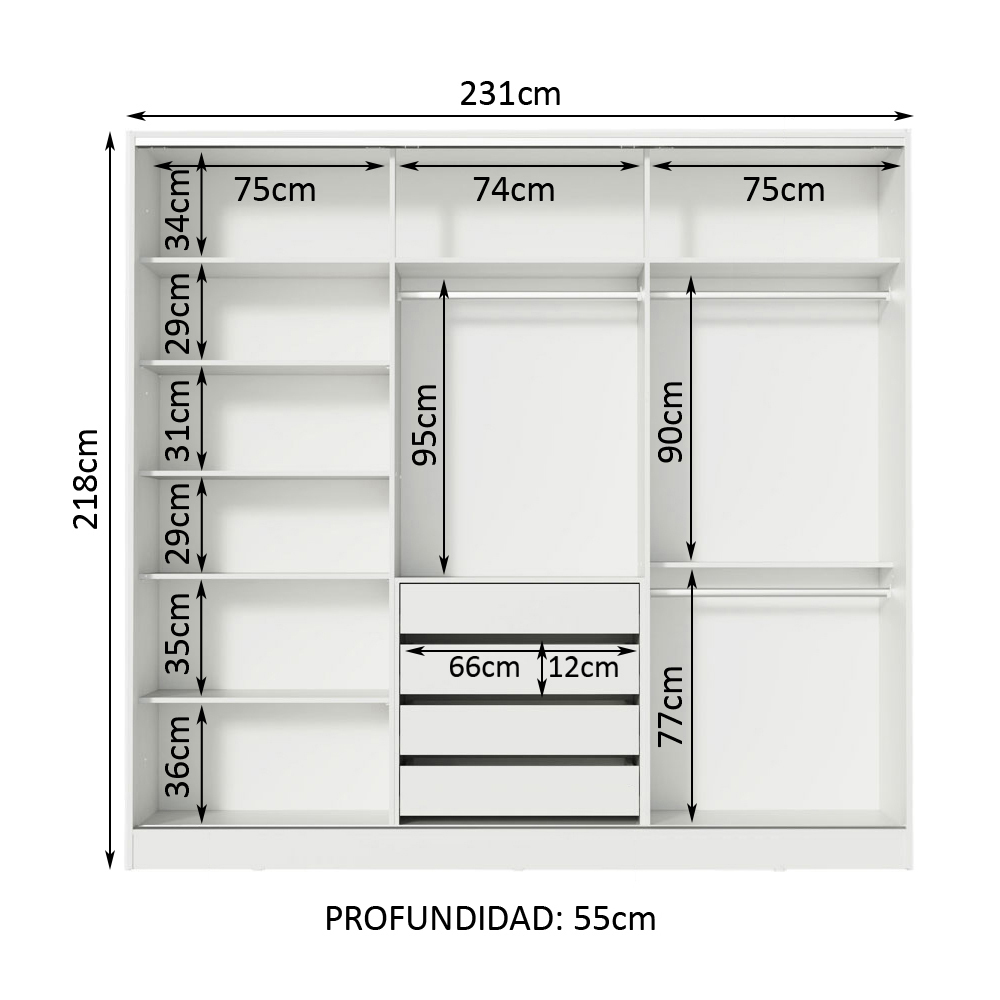 Foto 6 | Ropero Closet Madesa Royale 3 Puertas 1 Espejo