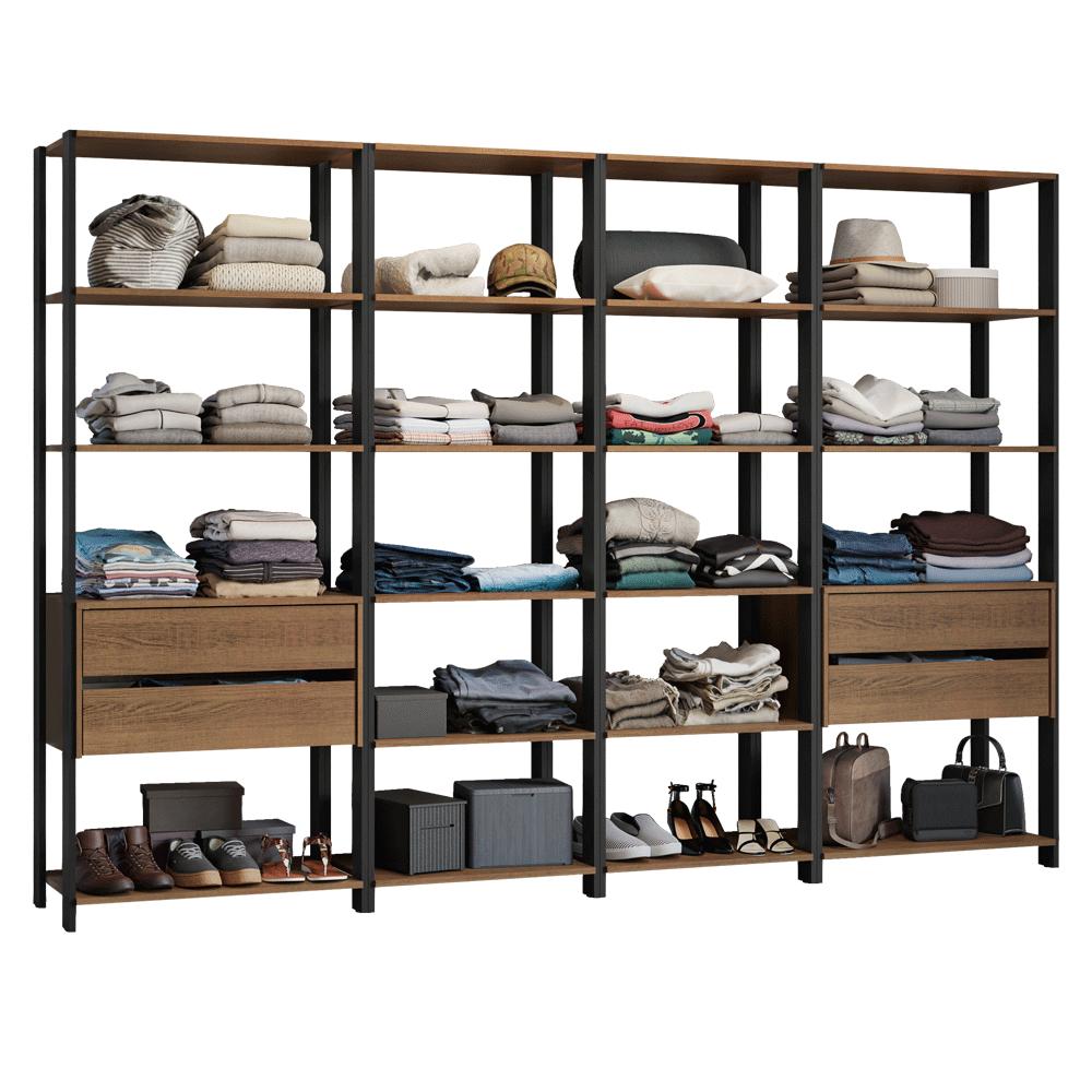 Ropero Closet Guardarropas Madesa Valencia 258cm 4 Cajones M