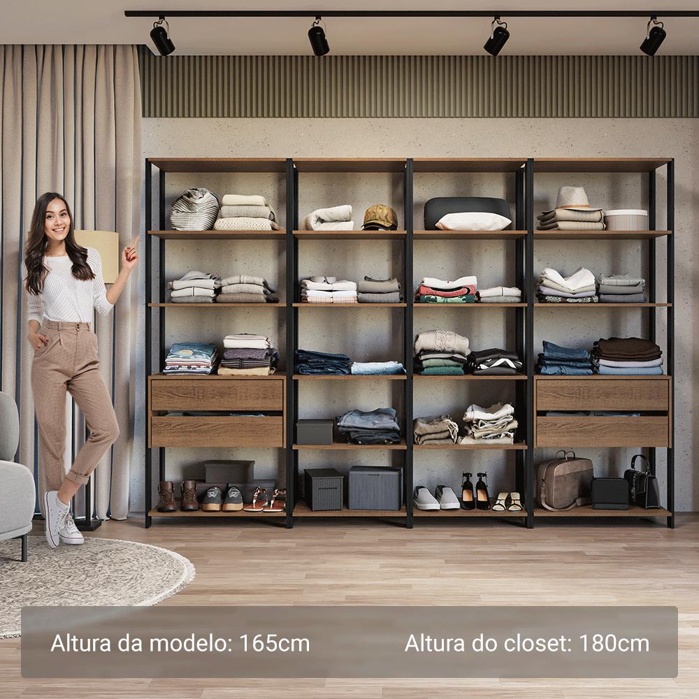 Foto 5 pulgar | Ropero Closet Guardarropas Madesa Valencia 258cm 4 Cajones M
