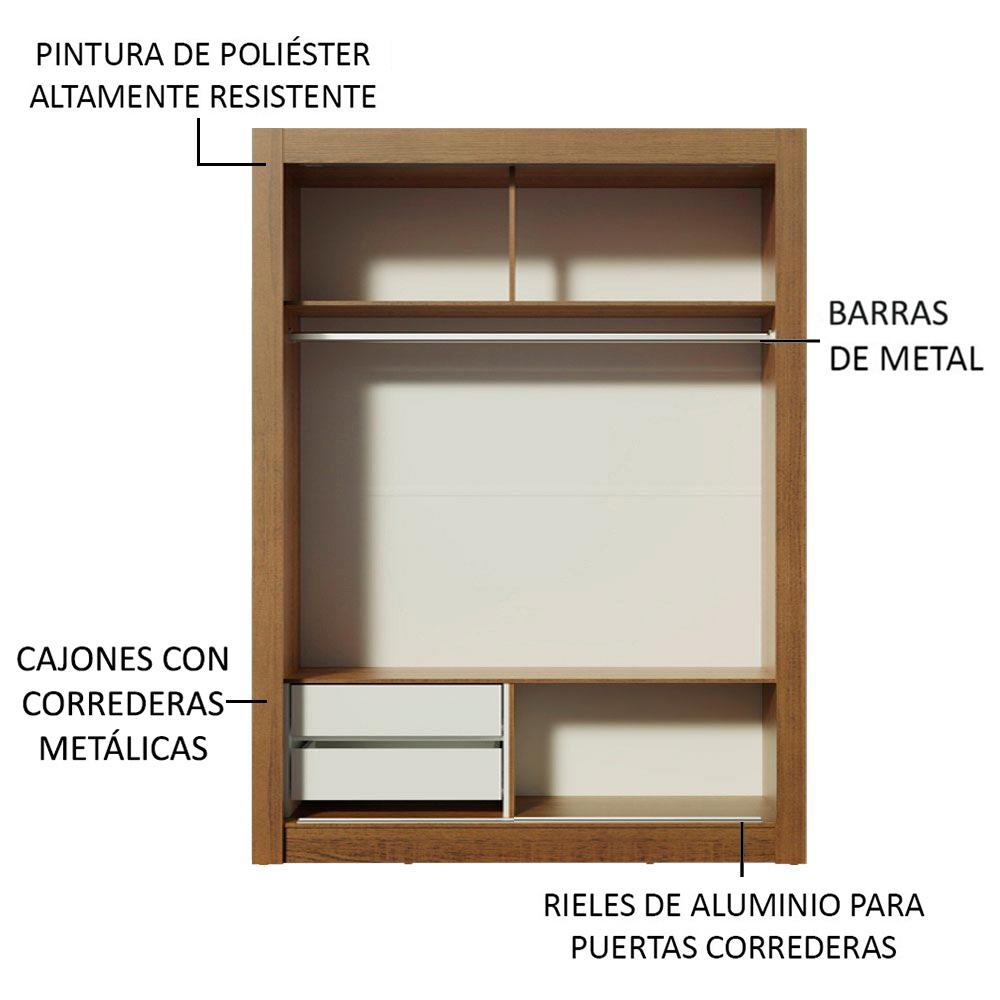 Foto 5 | Ropero Madesa Dallas 2 Puertas Corredizas con Espejo 2 Cajones
