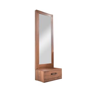 Foto 2 | Espejo De Cuerpo Completo / De Pie Con 1 Cajón Color Nogal - Madera Mdf