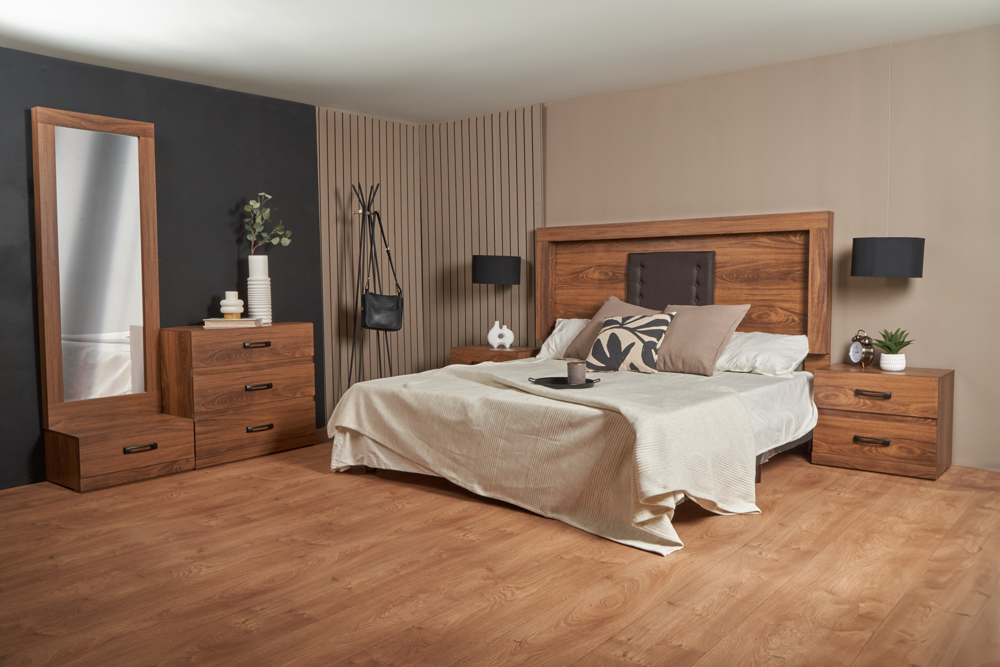 Foto 5 pulgar | Espejo De Cuerpo Completo / De Pie Con 1 Cajón Color Nogal - Madera Mdf