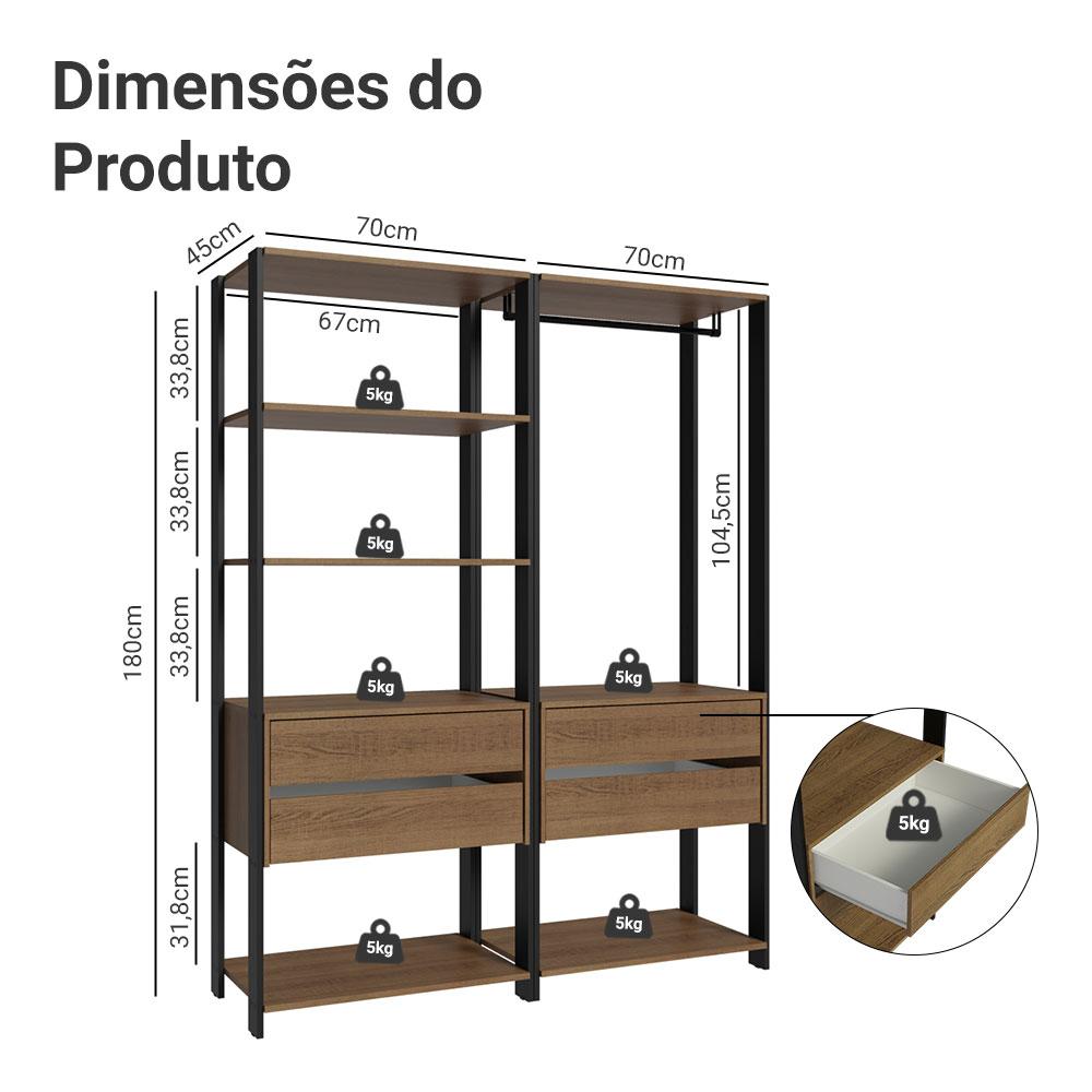Foto 4 pulgar | Ropero Closet Guardarropas Madesa Valencia 140cm Mn