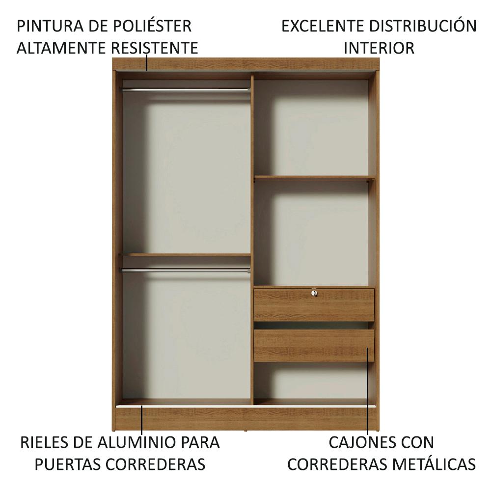 Foto 6 pulgar | Ropero Closet Madesa Nick 2 Puertas Corredizas Y 2 Cajones N