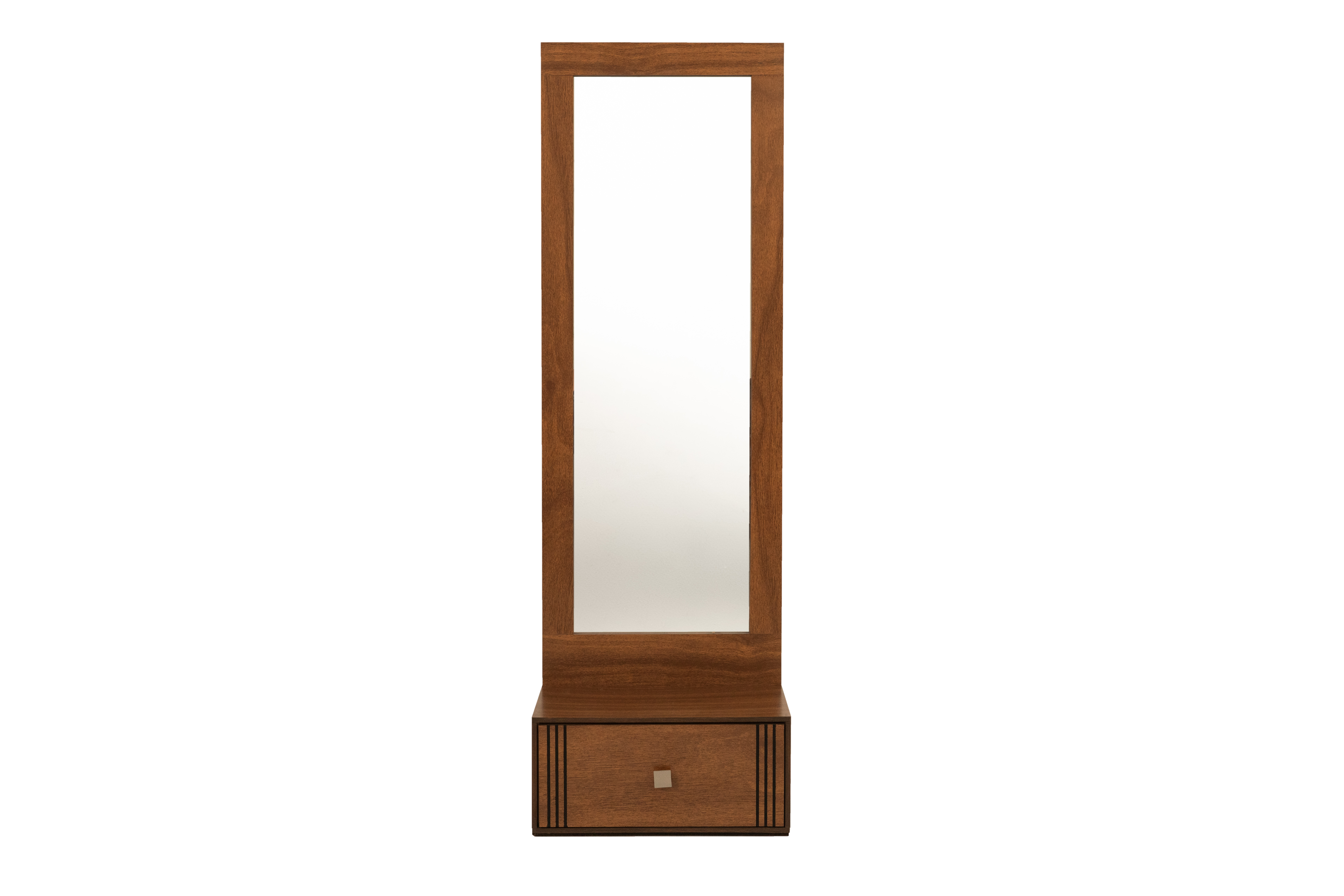 Espejo De Cuerpo Completo / De Pie Con 1 Cajón Color Parota - Madera Industrializada