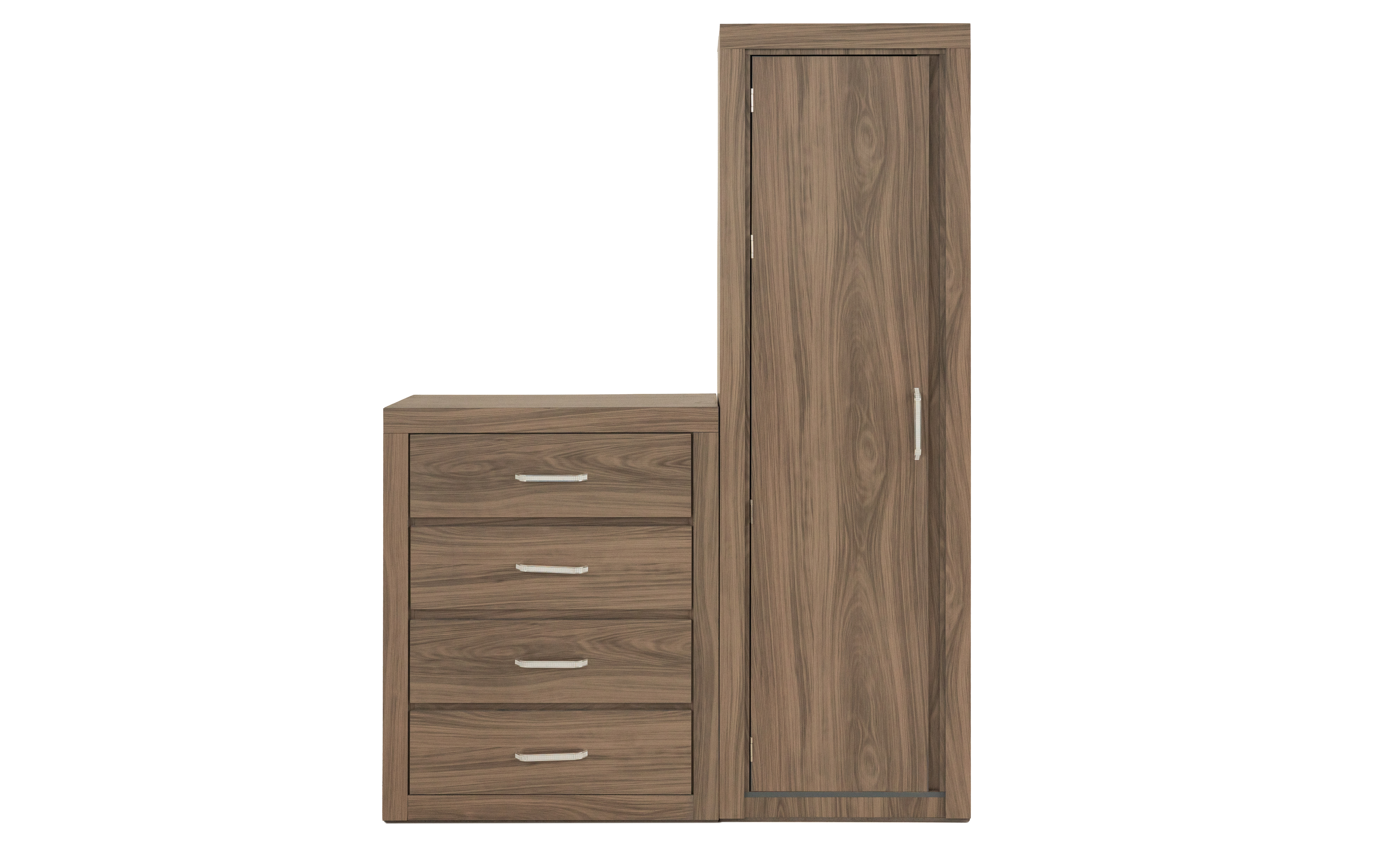 Foto 2 pulgar | Cómoda - Cajonera Con 4 Cajones Y Ropero Con Espejo Interno Color Gris - Madera Industrializada