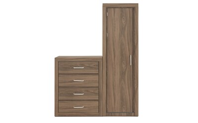 Foto 1 | Cómoda - Cajonera Con 4 Cajones Y Ropero Con Espejo Interno Color Gris - Madera Industrializada