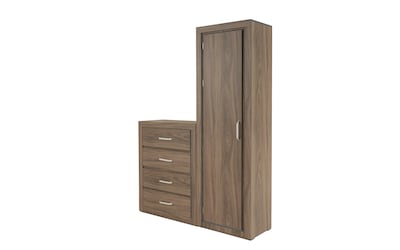 Foto 2 | Cómoda - Cajonera Con 4 Cajones Y Ropero Con Espejo Interno Color Gris - Madera Industrializada