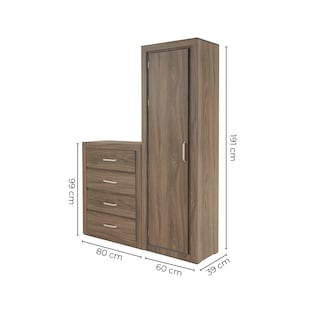 Foto 6 | Cómoda - Cajonera Con 4 Cajones Y Ropero Con Espejo Interno Color Gris - Madera Industrializada