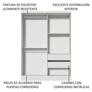 Foto 6 | Closet Luke Madesa 2 Puertas Corredizas 1 Puerta Con Espejo