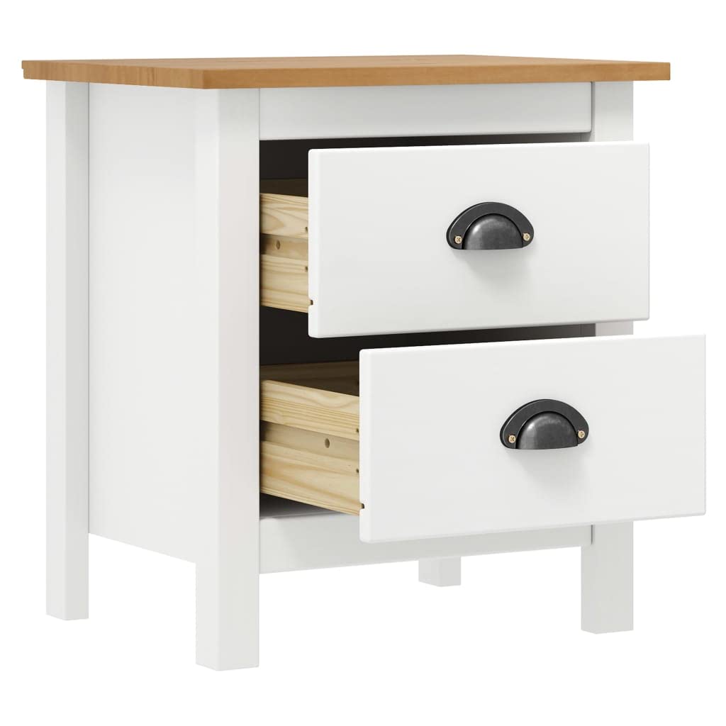 Foto 5 | Mesitas De Noche Vidaxl Skm Hill Range De Pino Macizo Blanco  46 X 35 X 49 5 Cm - Venta Internacional.