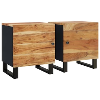 Foto 2 | Mesitas De Noche Vidaxl 2 Unidades De Madera Maciza De Acacia 40x33x46 Cm - Venta Internacional.