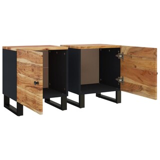 Foto 7 | Mesitas De Noche Vidaxl 2 Unidades De Madera Maciza De Acacia 40x33x46 Cm - Venta Internacional.