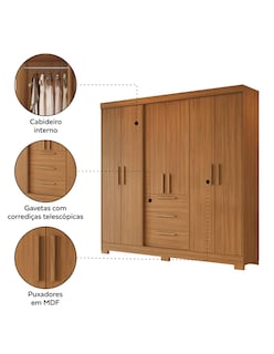 Foto 5 | Ropero Closet Organizador 6 Puertas Y 3 Cajones Nt6030-fe