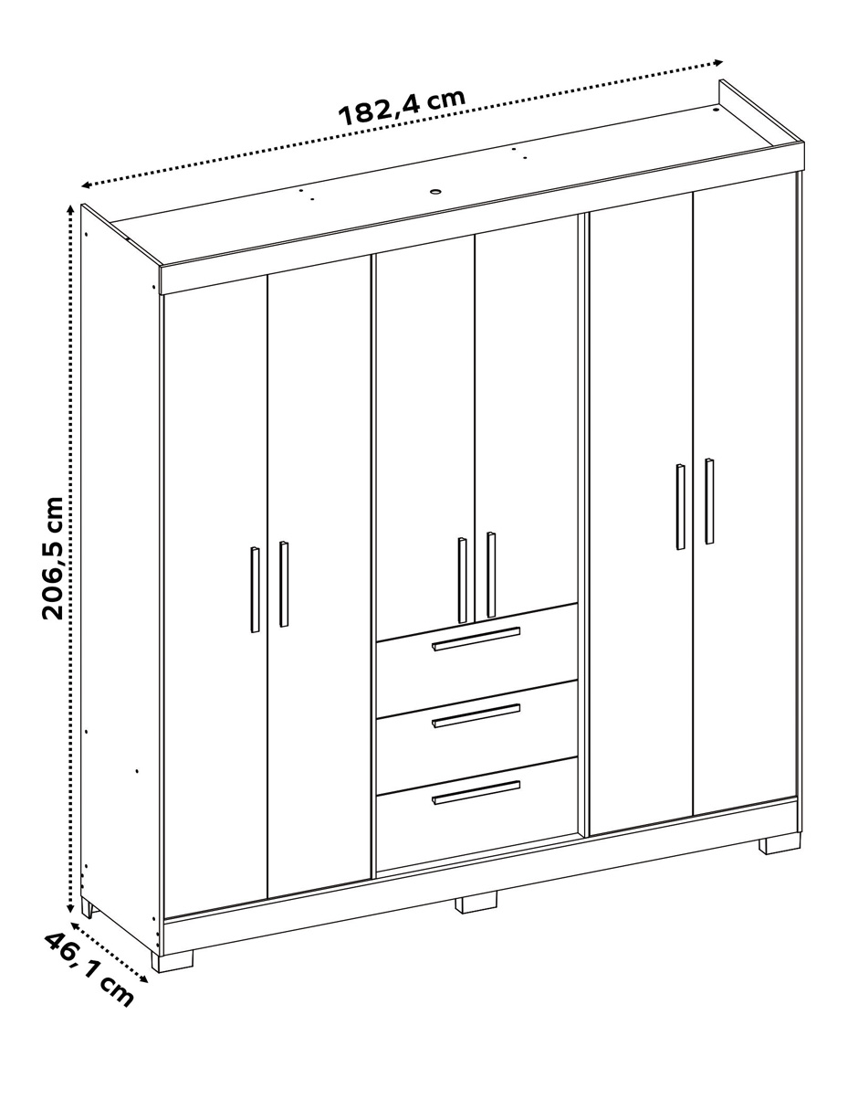 Foto 7 pulgar | Ropero Closet Organizador 6 Puertas Y 3 Cajones Nt6030-fe