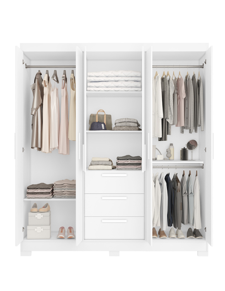 Foto 2 | Ropero Closet Organizador 6 Puertas Y 3 Cajones Nt6030-bco