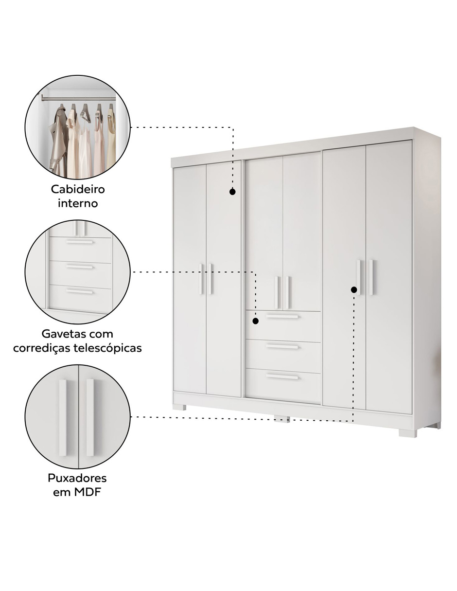Foto 4 | Ropero Closet Organizador 6 Puertas Y 3 Cajones Nt6030-bco