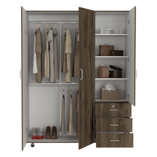 Foto 6 | Closet Tini Nogal y Blanco con Tres Cajones Organizadores y Variedad De Entrepaños