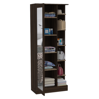 Foto 3 | Closet Lara con Espejo Marrón con Siete Entrepaños y Gran Capacidad de Almacenamiento