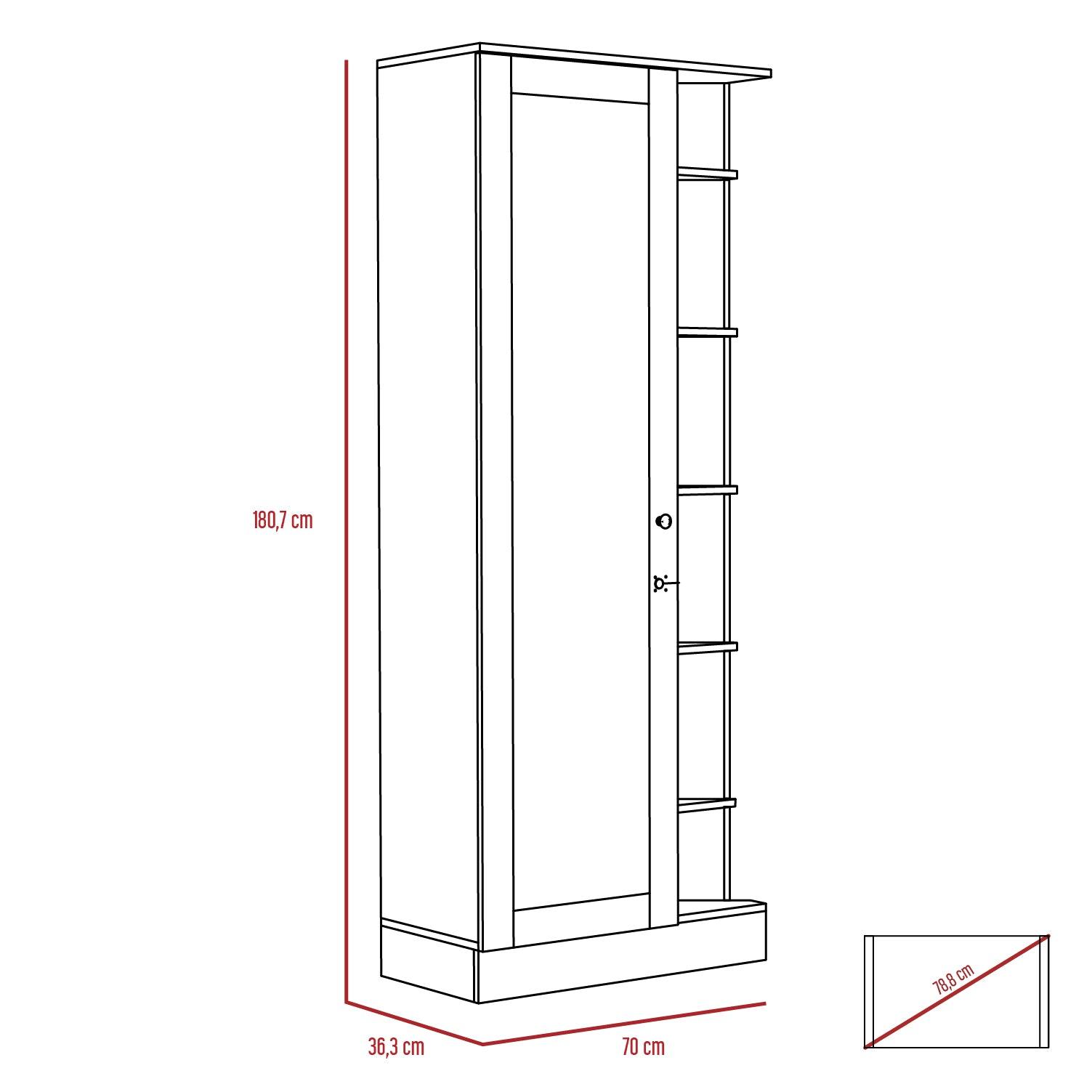 Foto 7 pulgar | Closet Lara con Espejo Marrón con Siete Entrepaños y Gran Capacidad de Almacenamiento