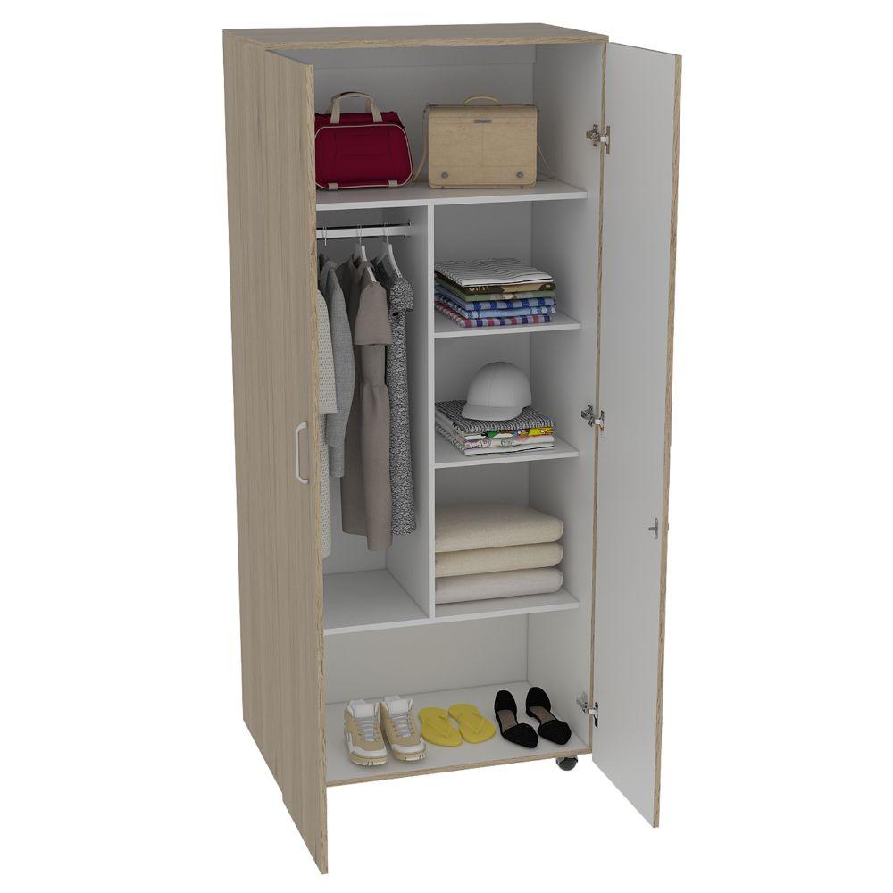 Foto 4 pulgar | Closet Iker Beige y Blanco con Maletero y Rodachinas para su Fácil Desplazamiento
