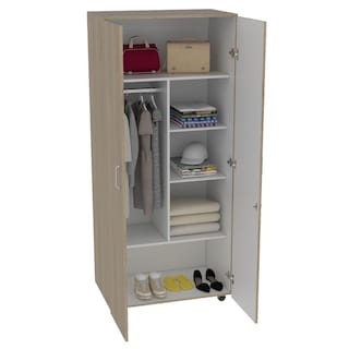 Foto 3 | Closet Iker Beige y Blanco con Maletero y Rodachinas para su Fácil Desplazamiento