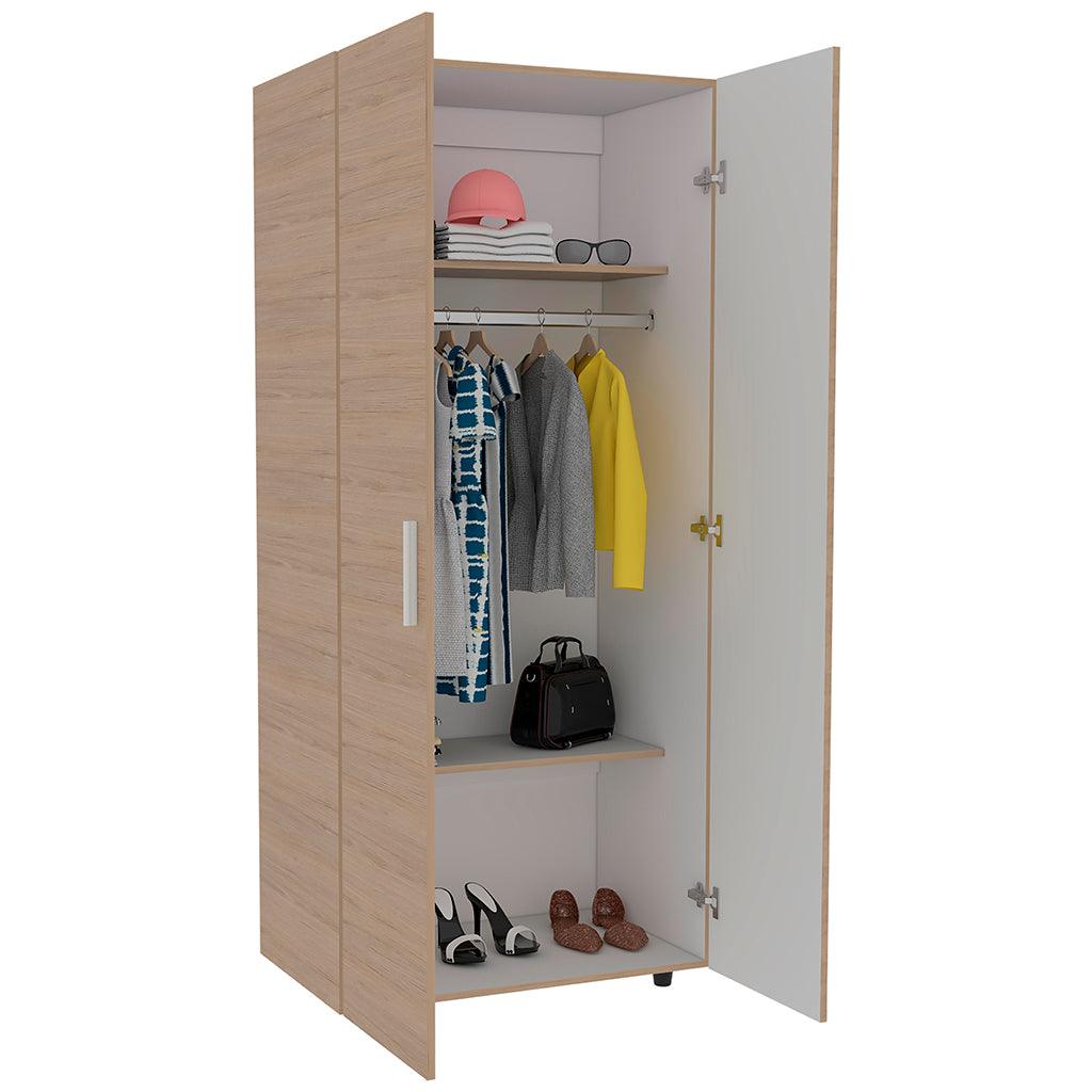 Foto 5 pulgar | Closet Carlota Beige y Blanco con Dos Puertas Abatibles