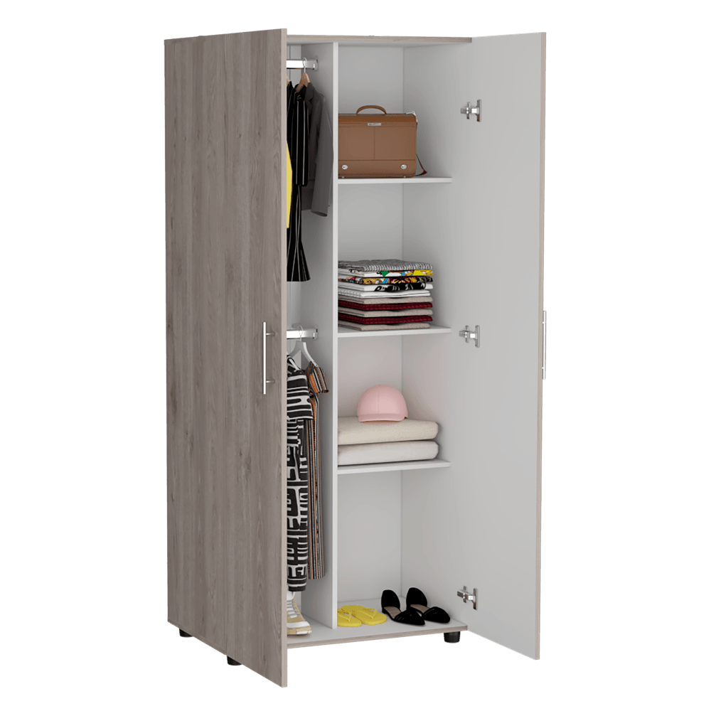 Foto 5 pulgar | Closet Derek Humo y Blanco Vainilla Dos Puertas Abatibles y Entrepaños
