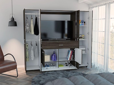 Foto 2 | Closet Fontana Chocolate y Blanco con Cuatro Tubos para Colgar Ropa