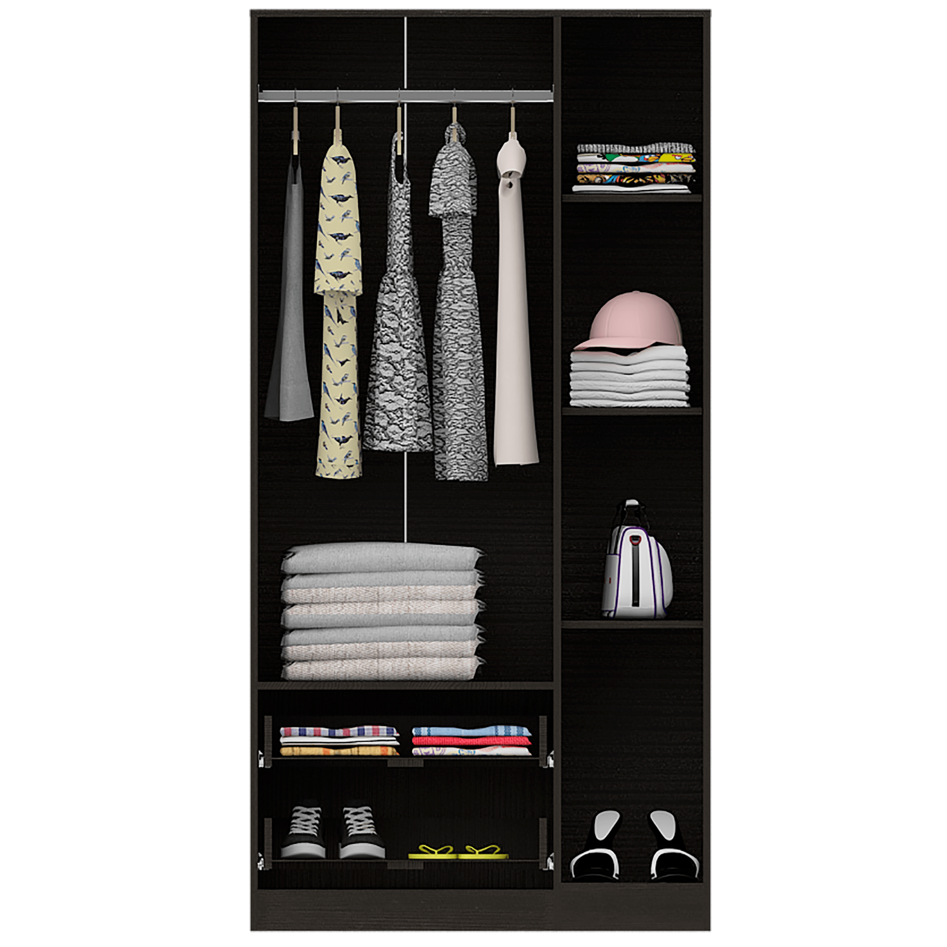 Foto 7 pulgar | Closet América Wengue con Dos Cajones y Variedad de Entrepaños
