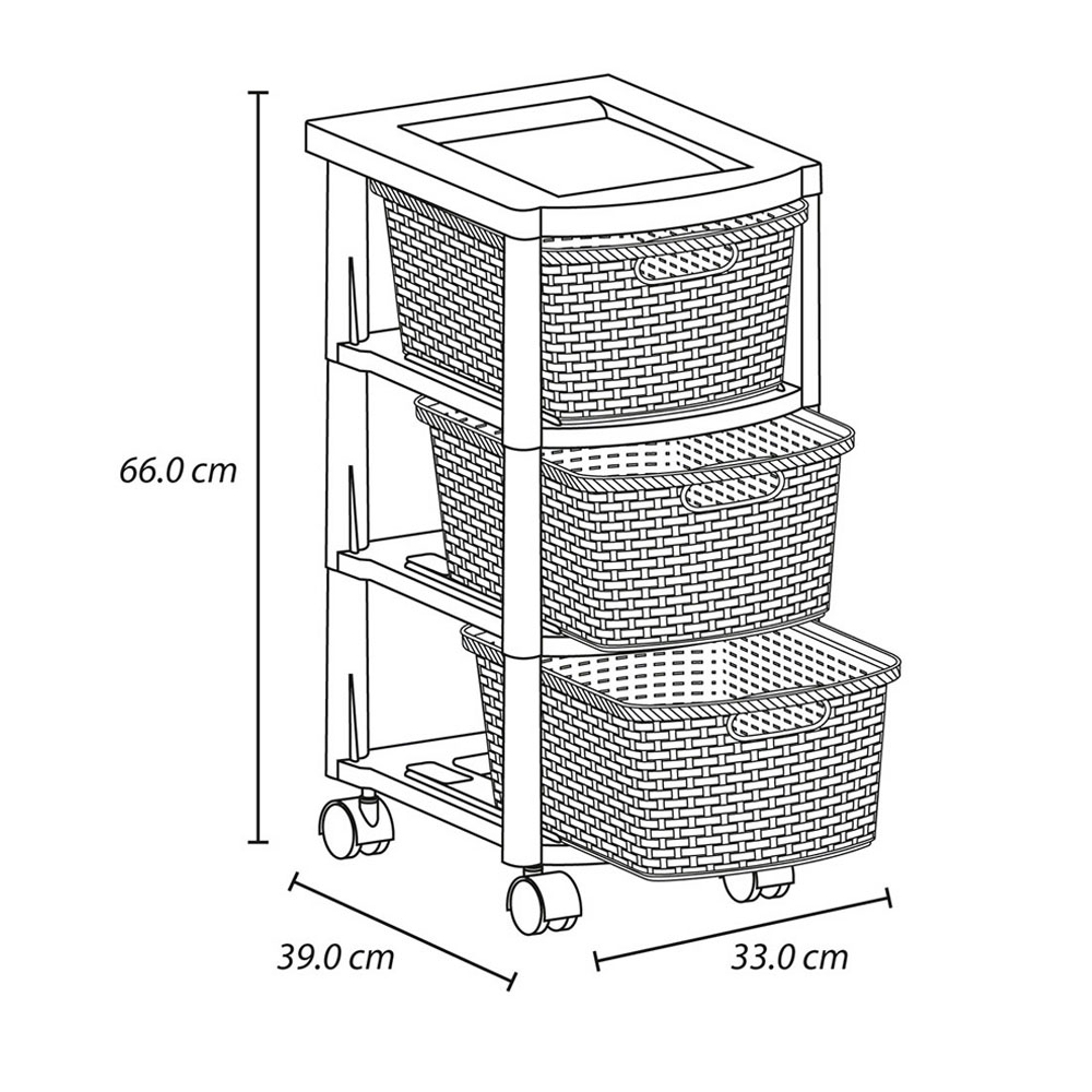 Foto 5 pulgar | Cajonero Organizador Plástico 3 Cajones Comoda Rattan Rimax