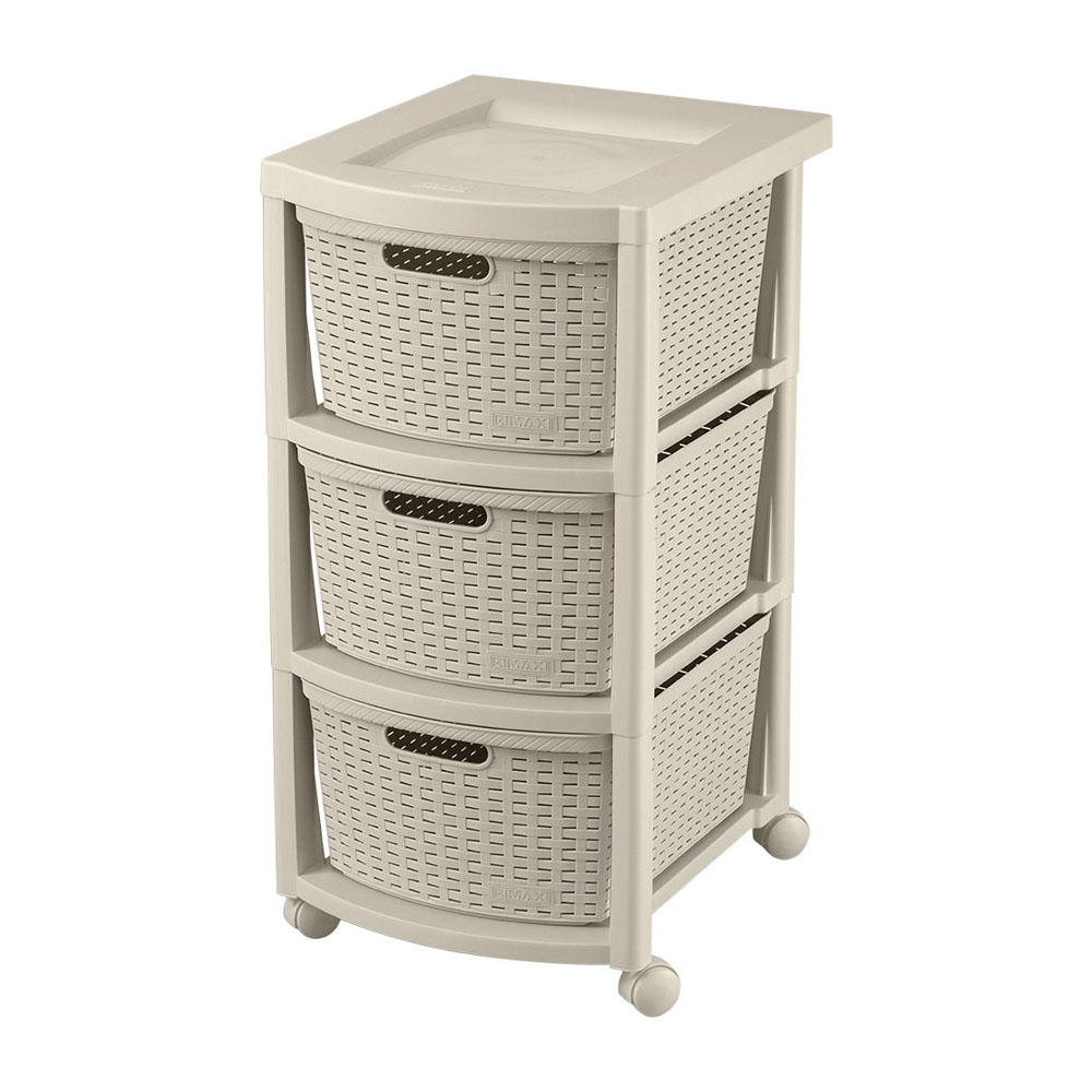 Cajonero Organizador Plástico 3 Cajones Comoda Rattan Rimax