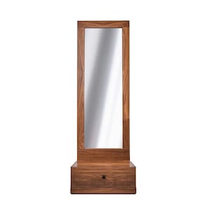 Foto 1 | Espejo De Cuerpo Completo / De Pie Con 1 Cajón Color Nogal - Madera Mdf