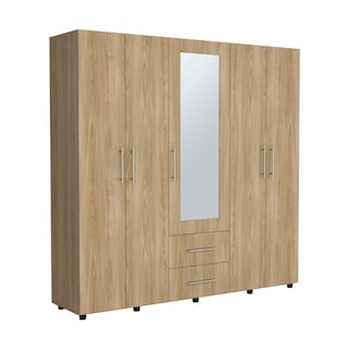 Foto 2 | Clóset de Madera con Espejo Marrón 200 cm