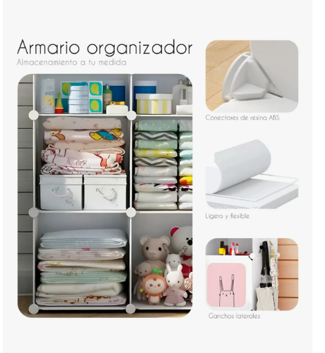 Foto 4 pulgar | Armario Closet Organizador Ropa Y Juguetes Infantil Portátil Color Blanco