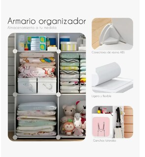 Foto 3 | Armario Closet Organizador Ropa Y Juguetes Infantil Portátil Color Blanco