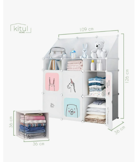 Foto 5 pulgar | Armario Closet Organizador Ropa Y Juguetes Infantil Portátil Color Blanco