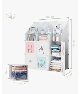 Foto 4 | Armario Closet Organizador Ropa Y Juguetes Infantil Portátil Color Blanco