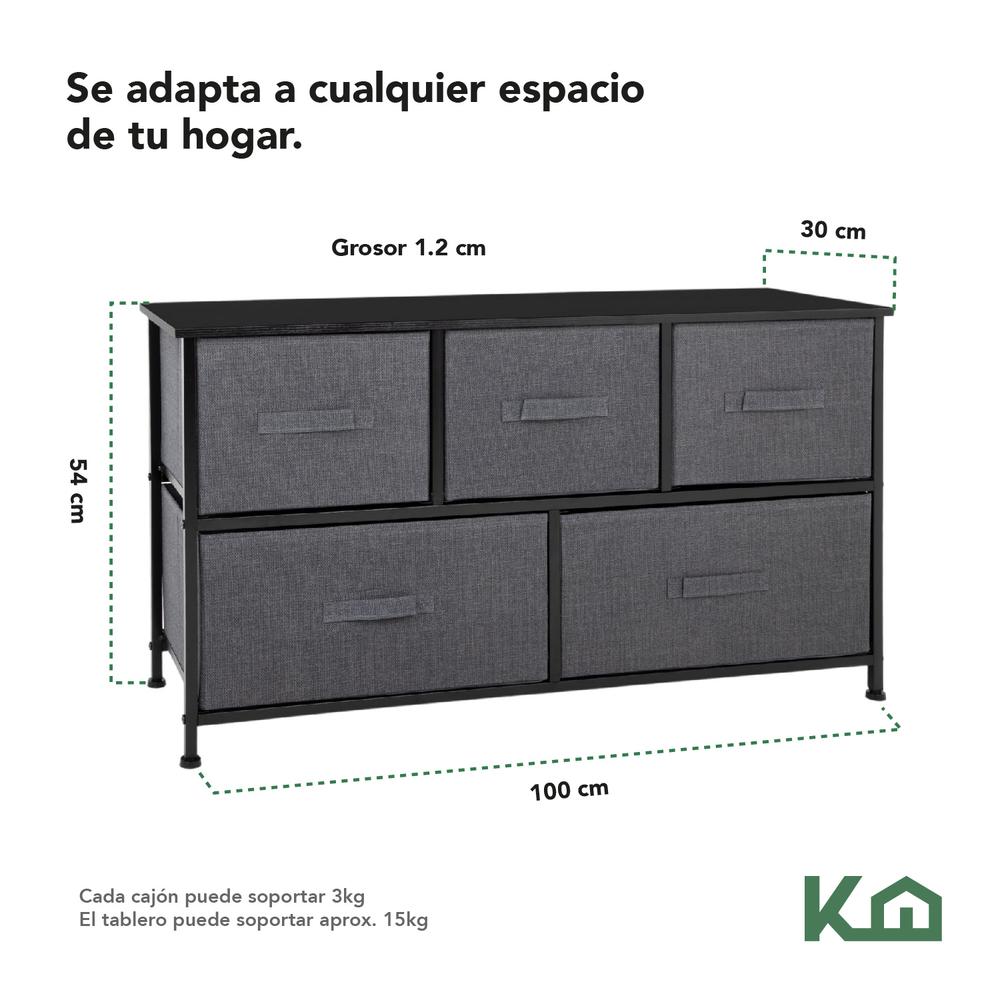 Foto 5 | Cómoda Cajonera KingsHouse 5 Cajones Gris